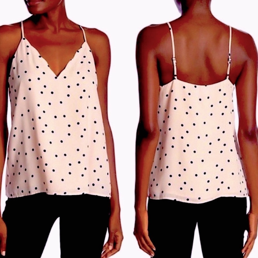 SOCIALITE NORDSTROM RACK LIGHT PINK WITH NAVY BLUE POLKA DOTS TANK TOP BLOUSE 👚
